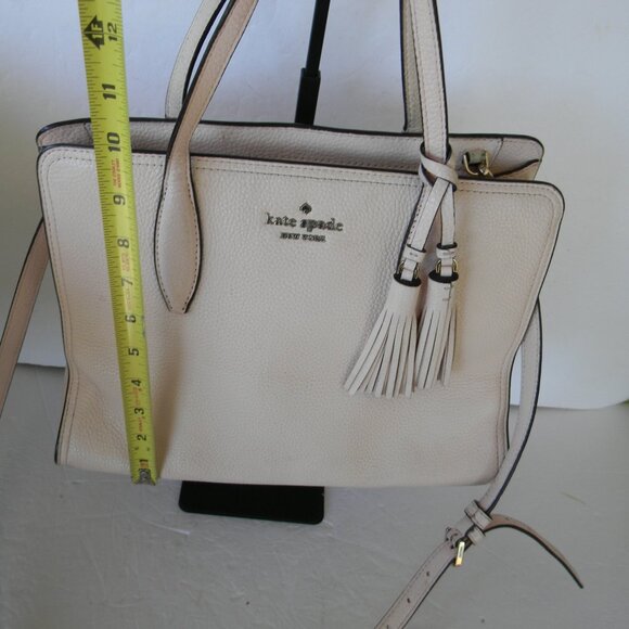 KATE SPADE ROWE BABY PINK PEBBLE LEATHER SATCHEL/CROSSBODY BAG TASSEL - Picture 3 of 8